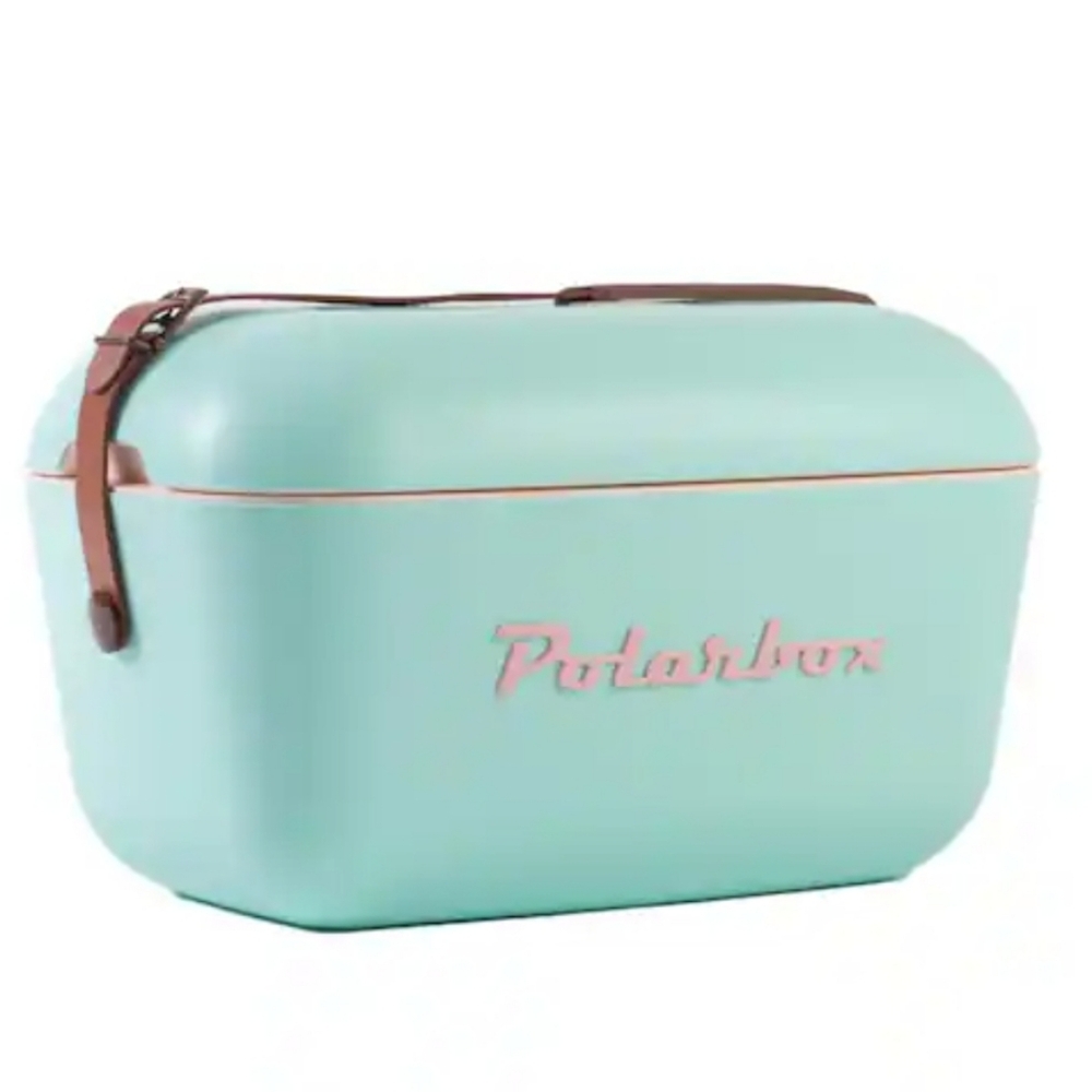 Polarbox Cooler RetroStyle, leather strap, cyan-rose, 21 qt, NEW, discount ship